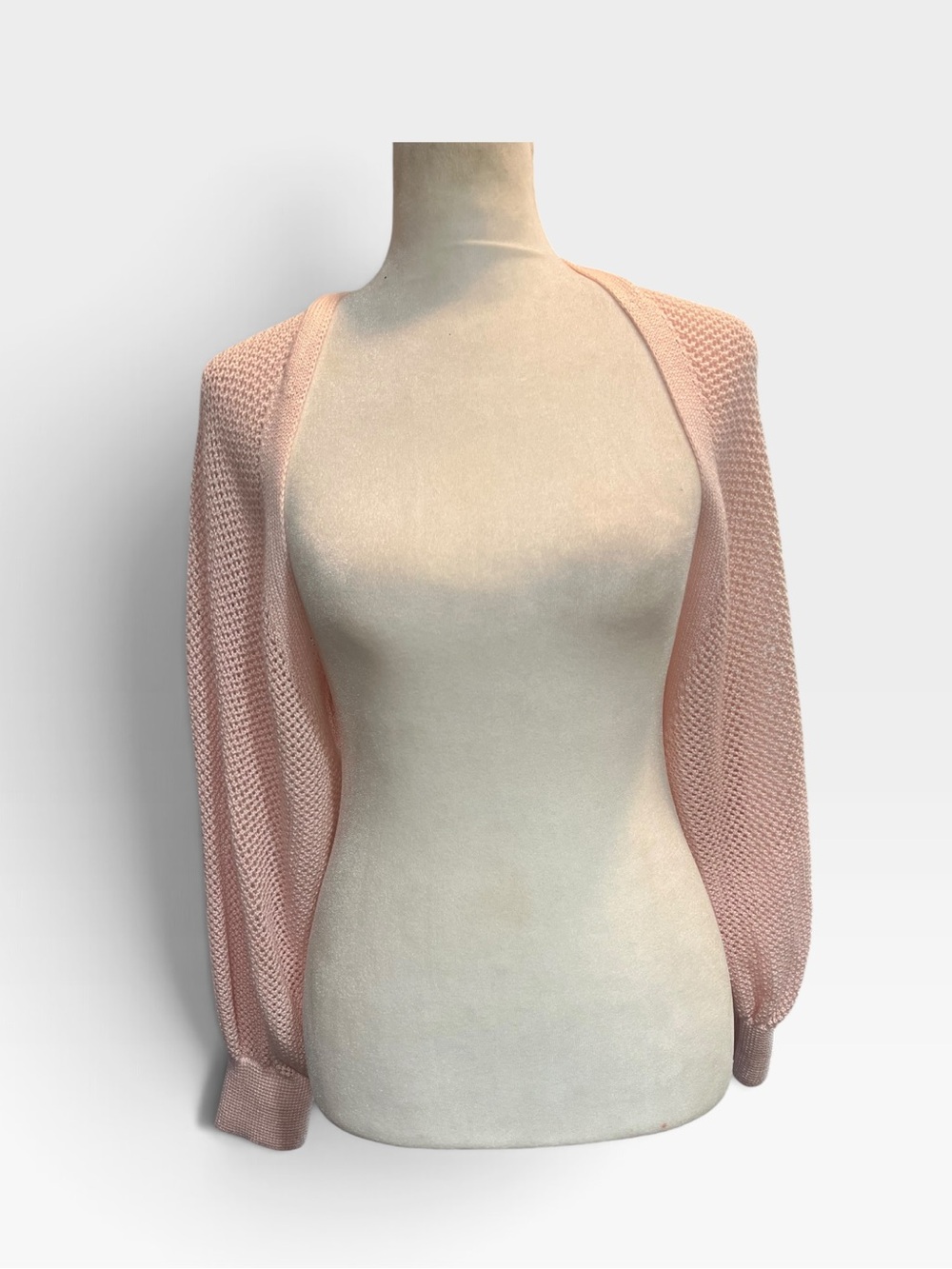 Love Knits Pink Open Knit Long Sleeve Cardigan Shrug - Large